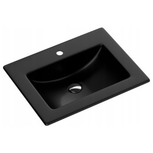 Umywalka nablatowa ceramiczna łazienkowa wpuszczana prostokątna czarna DOLA