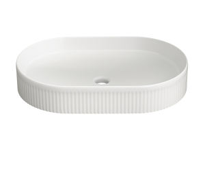 Umywalka nablatowa ceramiczna łazienkowa owalna ryflowana biała LORE