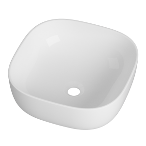 Umywalka nablatowa ceramiczna łazienkowa zlew kwadratowy na blat biała ROMA