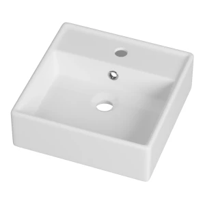 Umywalka nablatowa ceramiczna łazienkowa zlew kwadratowy na blat biała LEMO