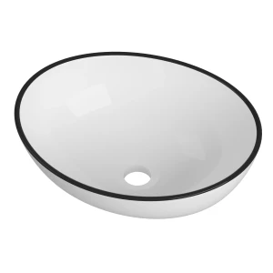 Umywalka nablatowa ceramiczna łazienkowa zlew owalny na blat biała RAUL