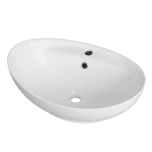 Umywalka nablatowa ceramiczna łazienkowa zlew owalny na blat biała NASA