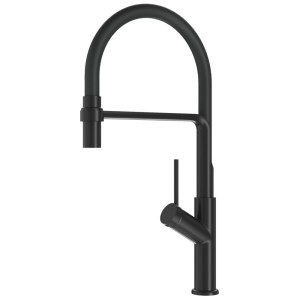 Bateria kuchenna wysoka kran zlewozmywakowy elastyczna wylewka czarna KLANO