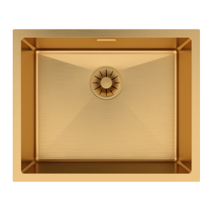 Zlewozmywak stalowy podblatowy jednokomorowy zlew kuchenny złoty syfon CAL