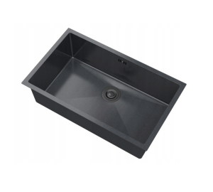 Zlewozmywak stalowy podblatowy jednokomorowy zlew kuchenny czarny syfon BAGO