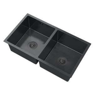 Zlewozmywak stalowy kuchenny zlew dwukomorowy zlew ze stali czarny SEREA