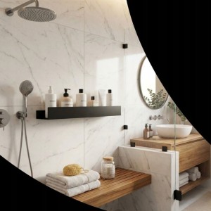 Półka łazienkowa metalowa wisząca ścienna czarna pod prysznic Novaro 60