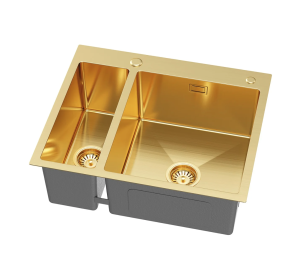 Zlewozmywak stalowy kuchenny półtorakomarowy zlew kuchenny stal złoty IVON