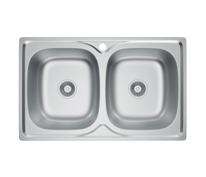 Zlewozmywak stalowy kuchenny dwukomorowy nakładany do kuchni chrom ROSETO