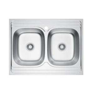 Zlewozmywak stalowy kuchenny dwukomorowy nakładany mikrodekor chrom MUSO