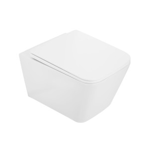 Miska wc łazienkowa muszla podwieszana bezkołnierzowa z deską biała BELLO