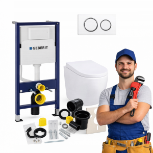 Zestaw podtynkowy WC 7w1 Stelaż Miska WC Deska wolnoopadająca Przycisk RELA