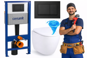 Zestaw podtynkowy WC 7w1 Stelaż Miska WC Deska wolnoopadająca Przycisk DECO