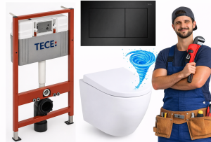 Zestaw podtynkowy WC 7w1 Stelaż Miska WC Deska wolnoopadająca Przycisk ROTO