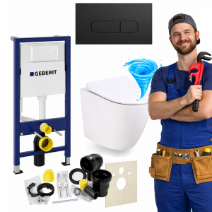 Zestaw podtynkowy WC 7w1 Stelaż Miska WC Deska wolnoopadająca Przycisk MOVA