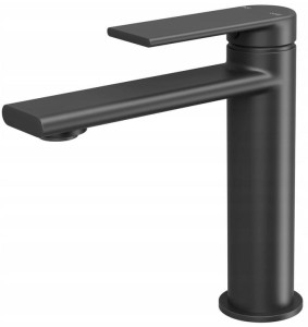 Bateria umywalkowa stojąca nablatowa kran łazienkowy niska czarny - DENO