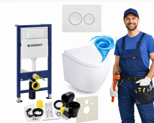 Zestaw podtynkowy WC 7w1 Stelaż Miska WC Deska wolnoopadająca Przycisk SONA