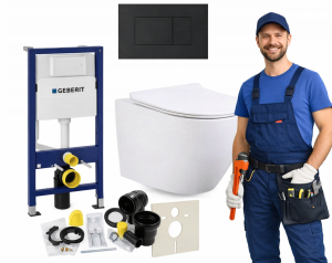 Zestaw podtynkowy WC 7w1 Stelaż Miska WC Deska wolnoopadająca Przycisk TOLA