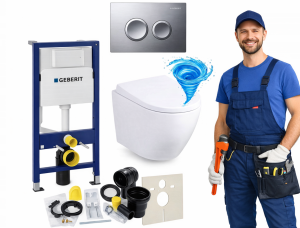 Zestaw podtynkowy WC 7w1 Stelaż Miska WC Deska wolnoopadająca Przycisk TORA