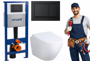 Zestaw podtynkowy WC 7w1 Stelaż Miska WC Deska wolnoopadająca Przycisk CUKO