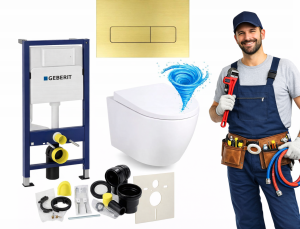 Zestaw podtynkowy WC 7w1 Stelaż Miska WC Deska wolnoopadająca Przycisk RULA