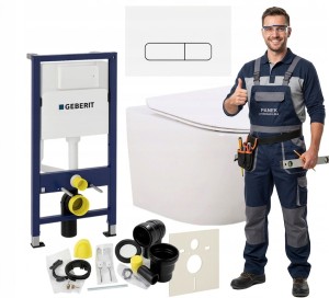 Zestaw podtynkowy WC 7w1 Stelaż Miska WC Deska wolnoopadająca Przycisk ONAT