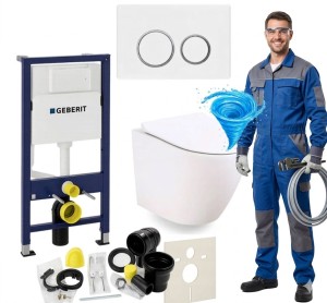 Zestaw podtynkowy WC 7w1 Stelaż Miska WC Deska wolnoopadająca Przycisk ARAN