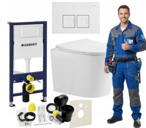 Zestaw podtynkowy WC 7w1 Stelaż Miska WC Deska wolnoopadająca Przycisk CALO