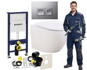 Zestaw podtynkowy WC 7w1 Stelaż Miska WC Deska wolnoopadająca Przycisk NOLA