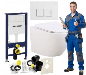 Zestaw podtynkowy WC 7w1 Stelaż Miska WC Deska wolnoopadająca Przycisk SEEL