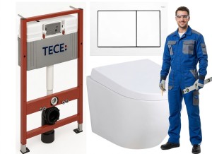 Zestaw podtynkowy WC 7w1 Stelaż Miska WC Deska wolnoopadająca Przycisk PATE