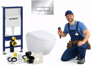 Zestaw podtynkowy WC 7w1 Stelaż Miska WC Deska wolnoopadająca Przycisk POCA