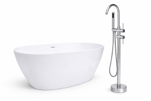 Wanna wolnostojąca konglomerat bateria wannowa syfon klik klak chrom FLAT