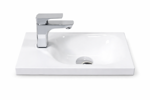 Umywalka wpuszczana w blat umywalka prostokątna mała dolomitowa biała MUSO