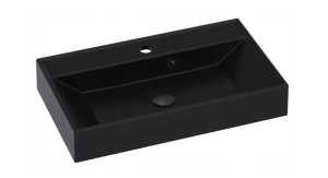 Umywalka nablatowa 60 umywalka dolomitowa z baterią i syfonem czarna SENNA