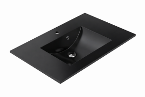 Umywalka łazienkowa naszafkowa konglomeratowa otwór na baterie czarna FLAS