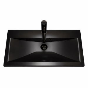 Umywalka czarna łazienkowa 80 cm nablatowa konglomerat z baterią 6w1 GALA