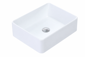 Umywalka biała łazienkowa 50 cm nablatowa konglomerat bez przelewu NONE