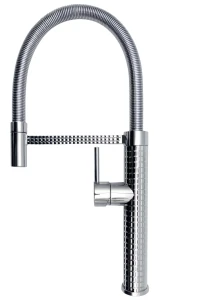 Bateria kuchenna stojąca kran z elastyczną wylewką mosiężna chrom ROEL