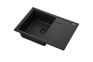 Zlewozmywak kuchenny zlew granitowy jednokomorowy czarny syfon czarny MESO