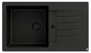 Zlewozmywak kuchenny zlew granitowy jednokomorowy czarny syfon czarny RIXO