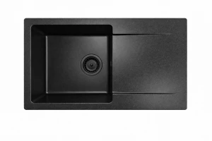 Zlewozmywak kuchenny zlew granitowy jednokomorowy czarny syfon czarny NODE