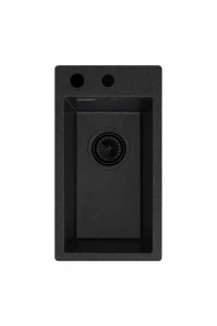 Zlewozmywak kuchenny zlew granitowy jednokomorowy czarny syfon czarny MONS