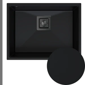 Zlewozmywak kuchenny granitowy jednokomorowy czarny syfon czarny AGOS 60