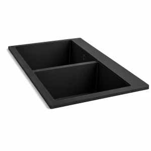 Zlewozmywak kuchenny zlew granitowy jednokomorowy czarny syfon czarny SILO