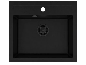 Zlewozmywak kuchenny granitowy jednokomorowy czarny syfon czarny RASSO 60