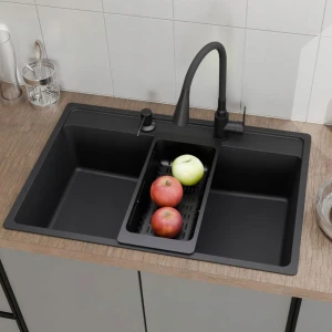 Zestaw - Zlewozmywak Franke Maris MRG 610-72 czarny mat - bateria elastyczna - akcesoria