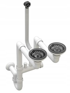 Syfon manualny przyścienny czarny 2 komory