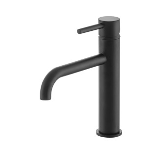 Bateria umywalkowa stojąca nablatowa niska kran łazienkowy czarna  - RESO