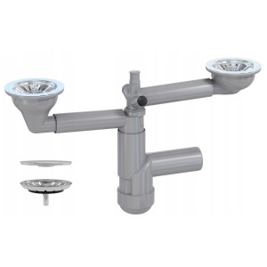 Syfon przyścienny manualny dwukomorowy